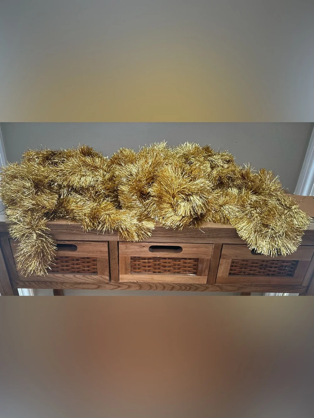 NOS Vintage Gold Tinsel Garland Christmas Decor 3 Pieces = 884”/73.5Feet